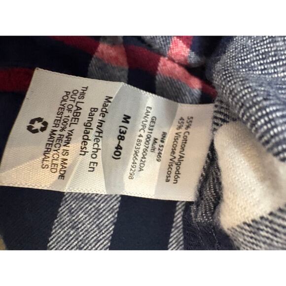 George Plaid Flannel Button Up Shirt M Navy Red White – Classic Y2K Streetwear - Picture 8 of 12